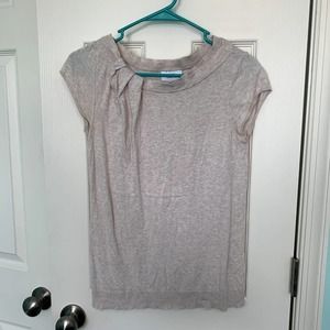 Loft Women's Size Small‎ Beige Pleated Neck Sweater Top